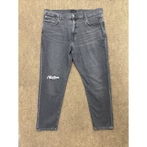 Lucky Brand 412 Athletic Slim Distressed Jeans Mens 40x30 Gray Denim
